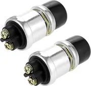 Ohleats 2 PCS Push Button Momentary Starter Switch, 12V/24V Horn Engine Start Switch Replacement, Waterproof Momentary Switch Starter for Truck Tractor Marine Boat, Car Accessories (Black)