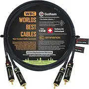 1 Meter RCA Cable Pair - Gotham GAC-4/1 (Black) Star-Quad Audio Interconnect Cable with Premium Gold plated Locking RCA Connectors - Directional