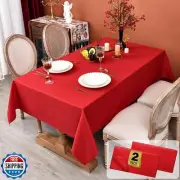 MEANMOY 2 Pack Red 210 GSM Water and Stain Resistant Square Tablecloth - Soli