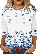 Women Summer Top Pattern Printed Three Quarter Sleeve Round Neck Top Ladies Leisure Tee Shirt Blouse T Shirts Short Sleeve Under 10