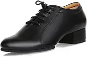 [TangDao] Men's Ballroom Dance Shoes, Lace-Up Leather Waltz Salsa Latin Dance Shoes, Classic Formal Modern Character Shoes