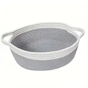 HOLADAWN Dog & Cat Toy Storage Basket, Cute Pet Toy Organiser Bin & Box for a Tidy Living Room (Grey,Oval)