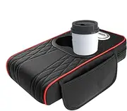 Car Armrest Cushion, Multifunctional Console Booster, 13.39x7.48in Automotive Pad with Cup Holder, Tissue Box Organizer, Soft Support Design for Sedans, Rvs