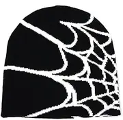 [ZITEZHGO] Goth Spider Pink Beanie Caps Y2K Vintage Streetwear Headwear Knit Beanies Hats Skull Cap for Women Men