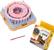 DIY Yarn Hand Knitting Machine, Flower Net Square Weaving Tool with Needle (BluePink)