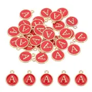 Letter Charm, 30 Pcs Capital Initial Alphabet A Letter Charm for Bracelet, Red