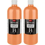 2x Jasart Byron 1L Acrylic Paint Medium-Bodied Art/Craft Painting Coral