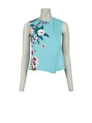 Blue Floral Print Tank Top
