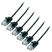 6x Connect Cable Ultra Slim Male CAT6 Network Ethernet Cable Connector 5m Black