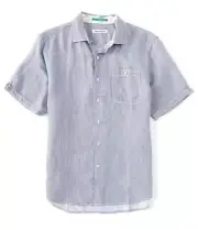 Tommy Bahama Line In The Sand Linen Short Sleeve Woven Shirt Blue Sz M NWT $115