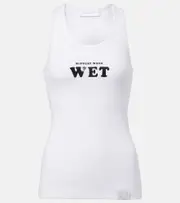 [Stella McCartney] Stella McCartney Printed cotton-blend tank top AU 6 white