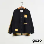 【GOZO】➤GOZO貼布羅紋毛衣外套(淺灰/黑色_F) | 女裝 顯瘦 休閒