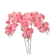 3Pcs 41" 9 Heads Artificial Orchid Stems Faux Phalaenopsis, Rose Red