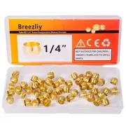 50 Pack 1/4 Inch Tube OD Brass Compression Sleeve Fitting Ferrules
