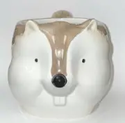 Pier 1 One Chipmunk Beaver Mug Cup Hand Painted Ceramic Earthenware New