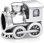 [Lamoony Charm] Train Charm 925 Sterling Silver Travel Charm Transporation Charm Anniversary Charm for Pandora Charms Bracelet(Train)
