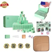 144 Piece Mini Mahjong Set - Compact Hand-Painted Tiles with Iron Box