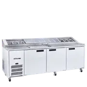 Williams Jade Pizza - Three Door White Colorbond Pizza Prep Counter Refrigerator With Blown Air Well - Pizza Prep Fridges (HJ3PCBA-WR) - HJ3PCBA-WR