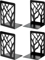MaxGear Tree Design Modern Bookends for Shelves, Non-Skid Book 2 Pairs, Black