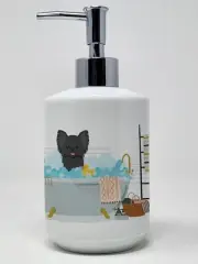Longhaired Black Chihuahua Ceramic Soap Dispenser Hand Soap Dispenser Pump