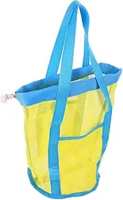 BRIGHTFUFU Beach Carrying Bag Lightweight Mesh Design Tote for Water Drainage for Outdoor Sports Beach Play Drawstring Closure Compact Storage