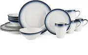 Mikasa Swirl 16-Piece Dinnerware Set, Service for 4, Ombre Blue