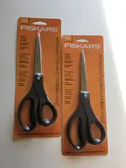 2 PACK Fiskars 8" Stainless Steel All Purpose Multiple Uses Scissors 142493-1001