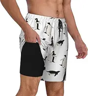 [AFHYZY] Men Swim Trunks Short 7 Inch Funny Bathing Suits Quick Dry Board Shorts Swimming Trunks with Compression Liner