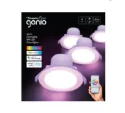 9W 750Lm RGBW IP44 1.2m Flex + Plug Genio Smart Wi-Fi Dimmable Downlight 4 Pack