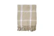 Tanner Latte Cotton Knitted Checkered Throw Rug 125 x 150 cm