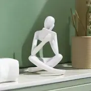 Thinker Sculptures, Thinker Bookworm Sculpture Decoration, Thinker Resin Statue Reading Ornament, Modern Book Decoration, Suitable for Living Room,White