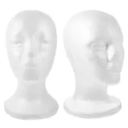 2 Pcs Wig Travel Case with Head Foam Hat Stand for Supermarket Mold