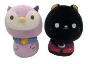 Mewaii Mushroom Family Plush: Evening Star Kitten Kawaii & Purple Owl Kawaii 8”