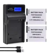 2 DMW-BCM13 Battery +LCD Charger For Panasonic Lumix DMC-TS6 TS7 DMC-FT5 FT6 FT7