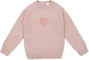 JAMIE KAY(ジェイミーケイ) JKNT245495 Girls Strawberry Embroidered Knit Pullover, Beige, Beg