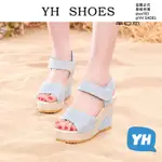 YH SHOES現貨 防水鞋厚底鞋楔型鞋楔型涼鞋涼鞋女高跟鞋增高女夏韓版外穿百搭鬆糕厚底防水臺露趾高跟坡跟網布魚口女涼鞋