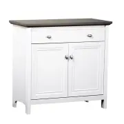 Maestro Furniture Beanca 2-Doors Multi Purpose Credenza Low Cupboard Storage Cabinet - Grey Oak & White
