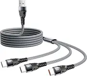 SIQIWO Multi USB C Cable [QC 3.0/3.1A/1.2M], USB C Splitter Fast Charging Cord, Multi 3 in 1 Charger Cable with 3 Type C Ports, for iPhone 15/16 Series, Galaxy S24 S23, Pixel, Nexus, LG, Huawei, Sony