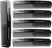 LUXXII (6 Pack) 5" Pocket Black Plastic Handle Beard & Mustache Hair Comb Designed for All Hair Types (B)