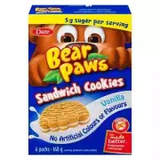 2 Boxes DARE Bear Paws Vanilla Sandwich Cookies - FRESH