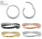 Pairs & Singles G23 Titanium Gem Double-Hoop Twist Hinged Segment Ring Earrings