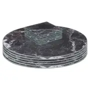 Harbour Housewares 12pc Round Glass Placemats & Square Coasters Set - 30cm - Black Marble