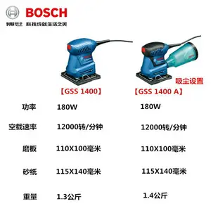 博世平板砂紙機墻面打磨機膩子無塵電動GSS1400/1400A木工拋光機