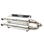 Trinity Brushed Dual Slip On Exhaust Pipe Polaris RZR XP Turbo