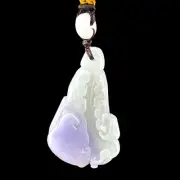 Grade A Burma Jadeite Green and Purple Cabbage Pendant with Certificate