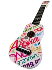 Holysmoke White Travelman Ukulele 21” 12 frets 4 Strings Beginner Kids Student