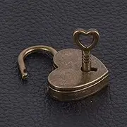 Lock Antique Brass Padlock with Key, Vintage Heart Shape Anti-Theft Mini Padlock Bag Travel Suitcase Luggage Box Case Key, Keyed Padlocks, Padlocks and Hasps