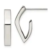 Stainless Steel Chisel Polished J Post Earrings