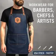 Heavy Duty Hairdresser Apron for Men Women Waterproof Denim Canvas Apron