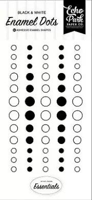 Echo Park Adhesive Enamel Dots-Black And White - 3 Pack